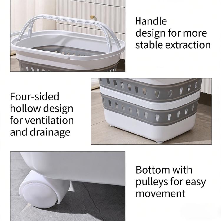 Rollbarer Wäschekorb mit faltbarer Wand und ergonomischem Zuggriff für mühelose Mobilität