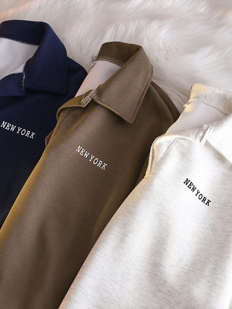 Baggy Long-sleeved Sweatshirt Women's Folded Collar Sweatshirt Spring Autumn Korean Fashion Top Y2K Clothing