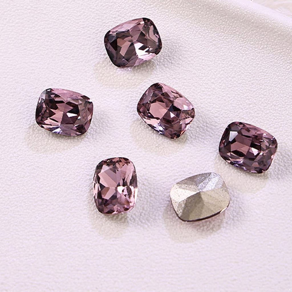 10 Pieces Pink Shiny Rhinestones Nail Art Decorations Mixed Shapes Including Hearts Squares Butterflies Drops for DIY Nail Design Home Salon Party