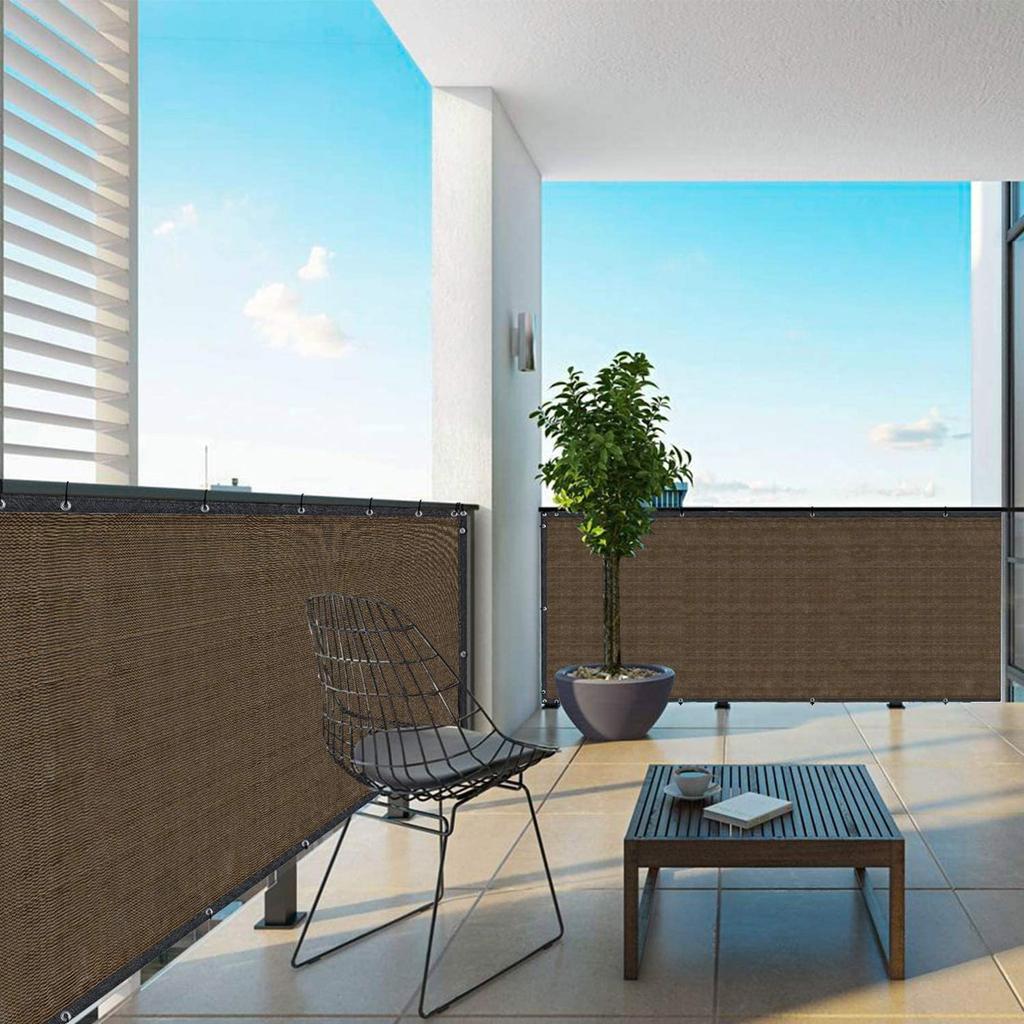 Yuehao balcony privacy screen fence cover, 3ft x16.4ft deck screen uv-resistant brown balcony anti-theft multicolor