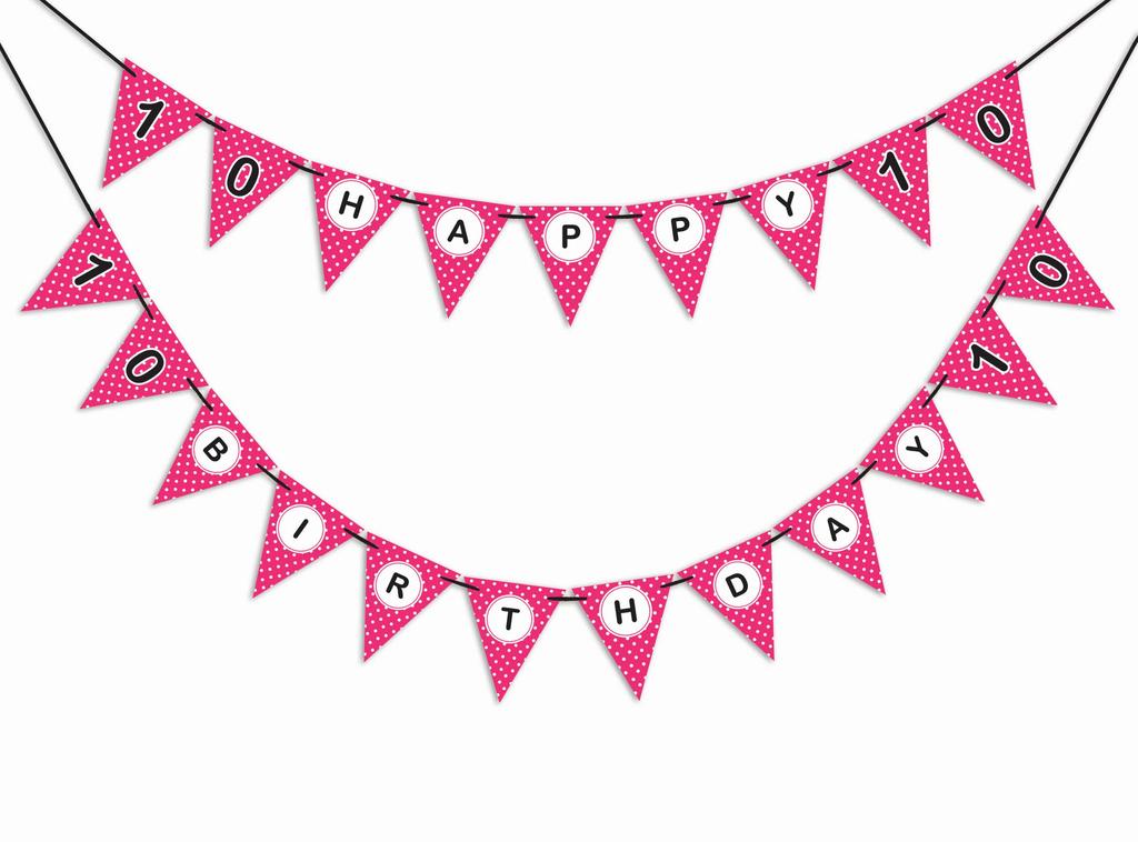 Inkdotpot Birthday Party Decorations Happy Birthday Party Garland Baby Girls Polka Dot Pennant Banner
