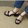 Summer simple word with open-toed square head thick heel sandals ankle wrap with commuter high heels