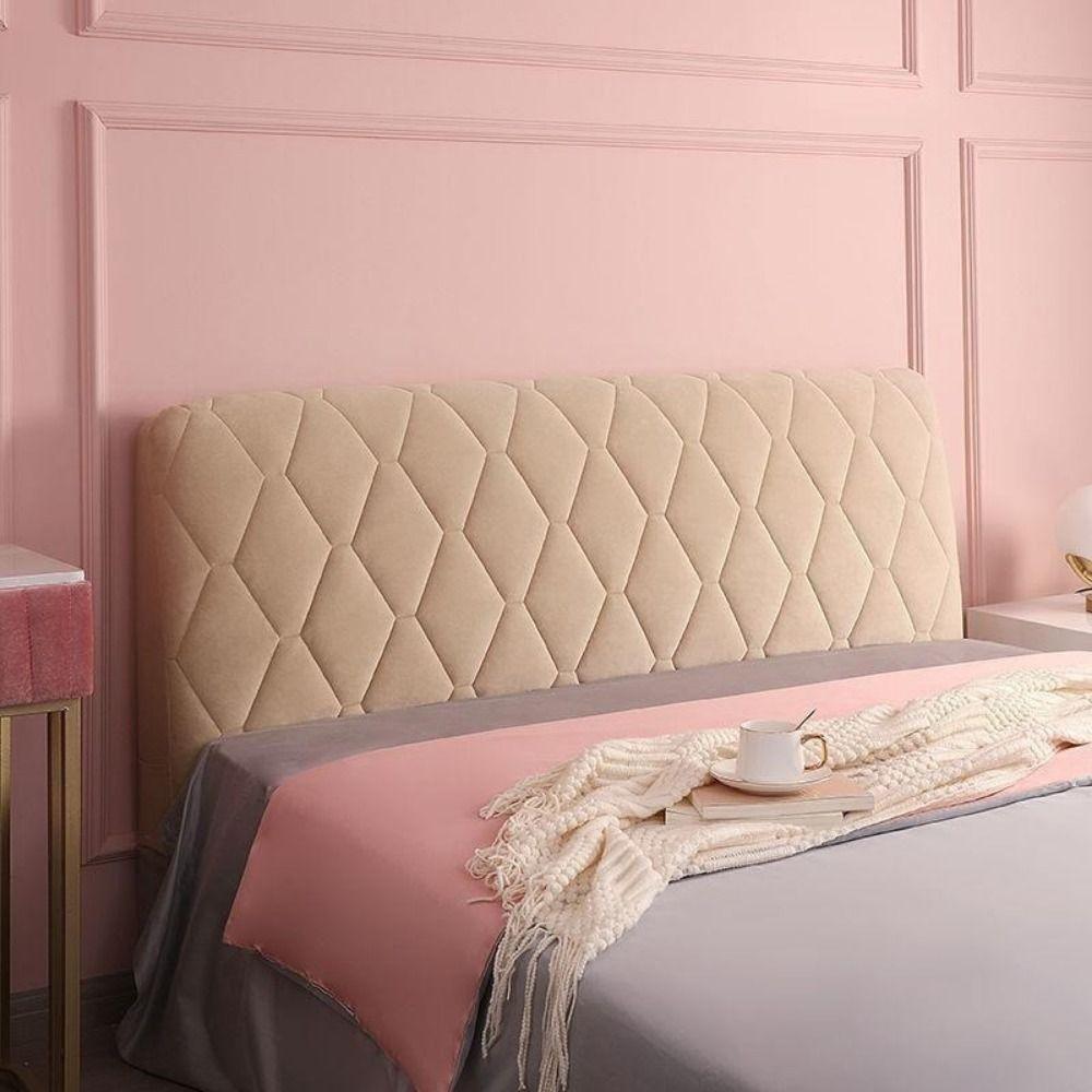 Velvet Quilted Bed Head Cover Solid Color Thickened Bed Back Protector Cover Dustproof Resilient All-inclusive Headboard Cover