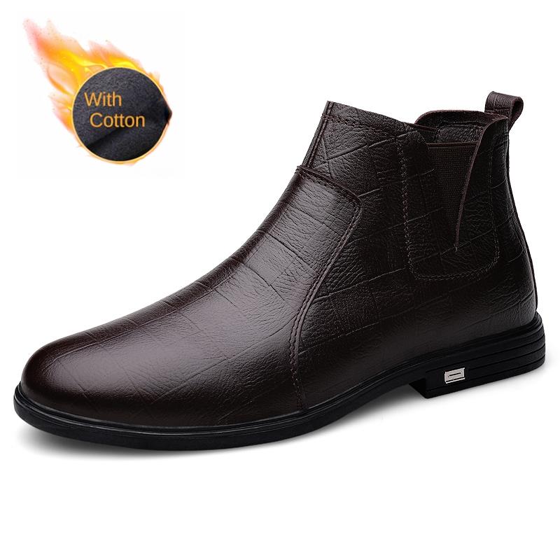 

Зимние классические мужские короткие ботинки, теплые плюшевые мужские деловые ботинки, высокие ботинки, женские ботильоны, стиль для пары, бесплатная доставка 46