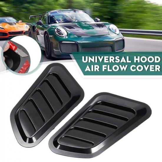 

2pc Universal Air Flow Intake Hood Scoop Bonnet Vent Cover Black Car Decorative