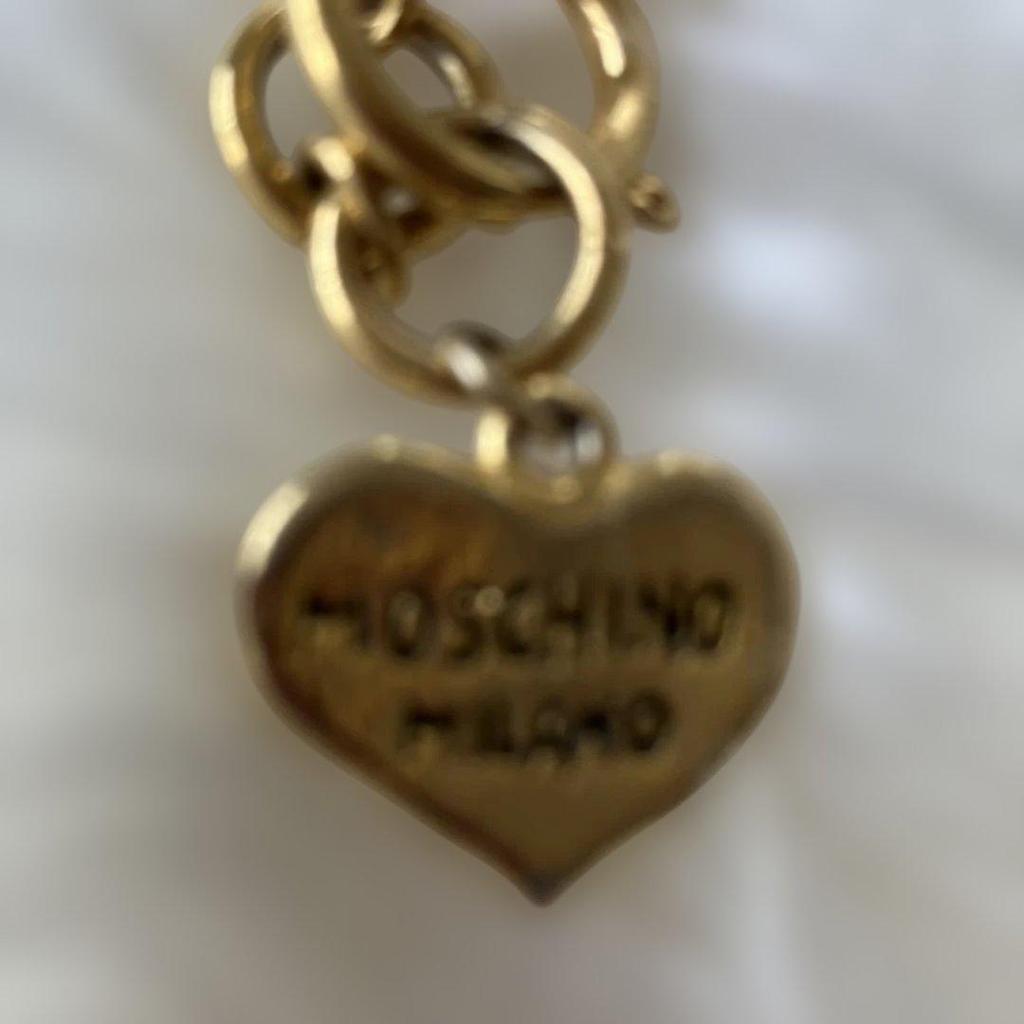 Used MOSCHINO MILANO heart charm chain necklace