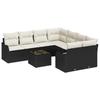 Set Divano da Giardino 9 Pezzi con Cuscini Polyrattan Nero