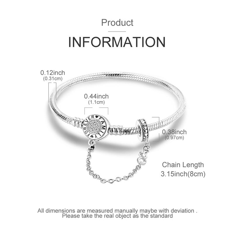 Bracelet 925 Silver Bracelet 17-20CM Love Heart Zircon Original Bracelets Fit Charms Bracelets Jewelry Gifts