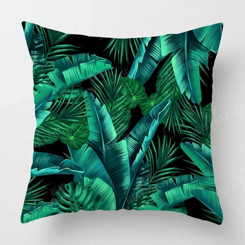 Nordic fall home decor autumn throw pillow case sofa Cushion cover modern 45x45cm 45*45 50x50 60x60cm 40*40cm green leaf plant