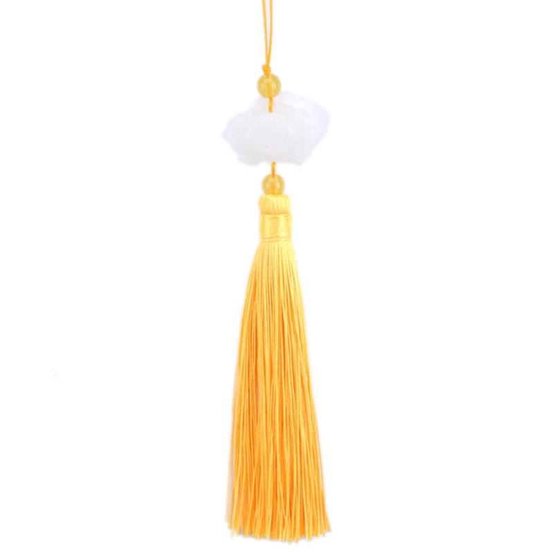 White Jade Lotus DIY Jewelry Curtain Clothes Decorative Accessories Key Car Bag Hanger Craft Tassels