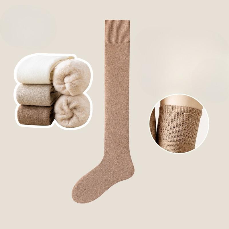 Knee-high Socks for Women, Thickened and Fleece Warm Cashmere Socks, Breathable and Sweat-absorbent High-top Thigh Loop Socks