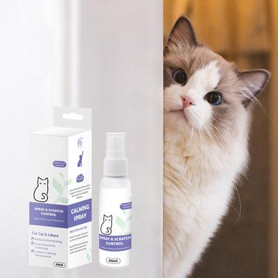 60 ml Beruhigungsspray für Katzen, verhindert Heulen, reduziert Angstzustände, beruhigt die Stimmung, beruhigt das Östrus-Spray für Haustiere, Hunde und Katzen