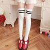 Autumn New Sweet Cotton Bottom Socks Manufacturers Wholesale, Two Bars Vertical Strip Knee Socks Jacquard Long Socks