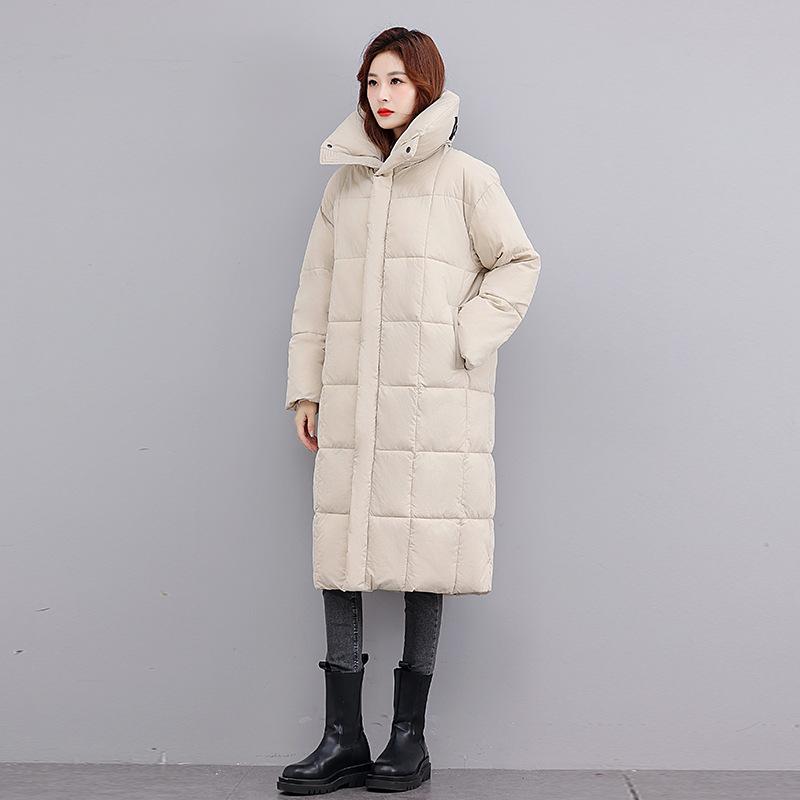 Long Cotton-padded Jacket Coat Winter New Loose Casual Warm Long Collar Coat Clip.