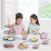 Little Girls Tea Set, Princess Afternoon Tea Toy Playset, Kitchen Pretend Toys, Teapot Tableware Dessert and Suitcase, Kids Play Tin Can Tea Party Fav