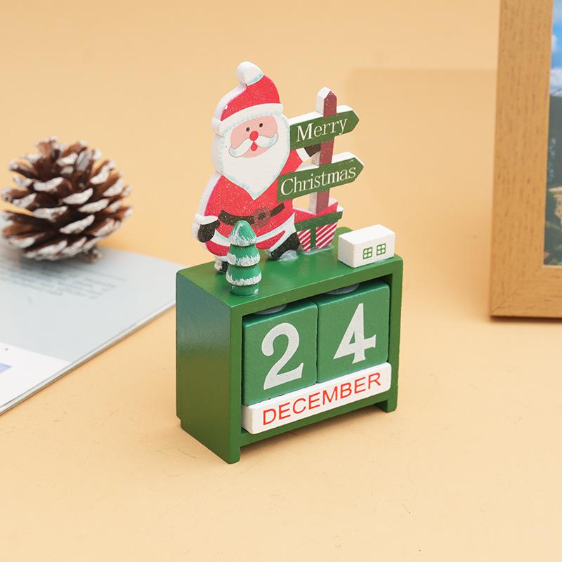 Non-Toxic Wooden Christmas Countdown Calendar Santa Claus Snowman Diy For Tabletop Ornaments Festive Holiday Home Decor Xmas Gifts For Kid