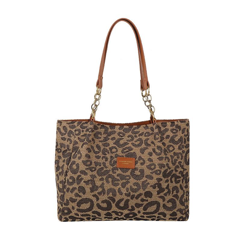 Popular Women's Bags, Retro Casual Leopard Print Shoulder Armpit Bags, Large-capacity Tote Bags, European and American Trendy Women's Backpacks