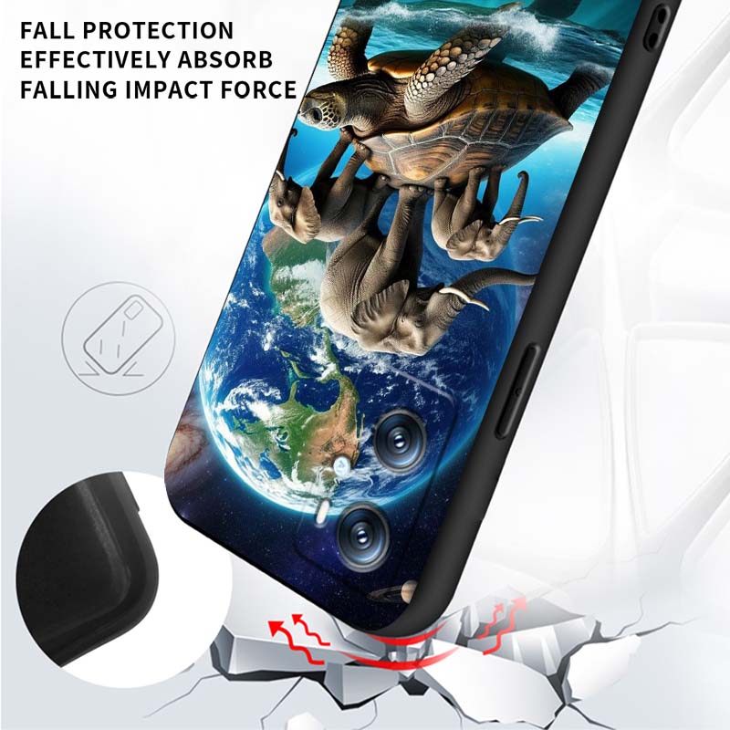 Cartoon Anime Turtle Elephant Phone Case For OPPO Reno 5 6 7 A96 A40 A58 Realme GT A74 A78 Neo2 A74 A78 Find X5 X3 X7 X8 Black
