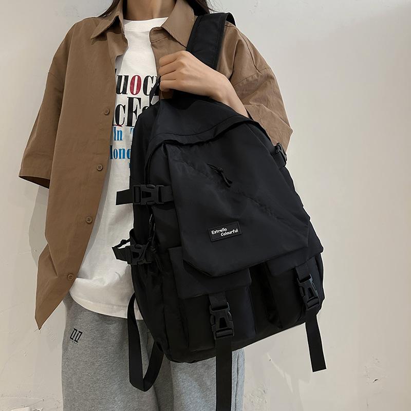 Schoolbag Wholesale Male Korean Version Large Capacity Shoulder Bag Japanese Harajuku Retro Tooling Wind Backpack Student Nylon Schoolbag