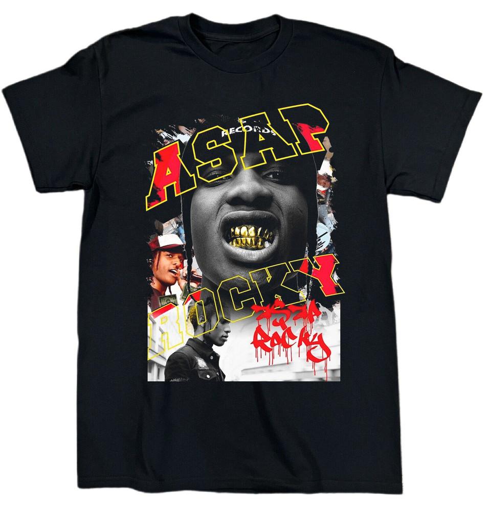 Винтаж ASAP Rocky Любитель Музыки Хлопок Черный Унисекс Все Размеры Футболка BL562 Унисекс Футболка XXXL