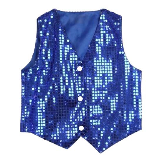 

Costume Vest Glitter Unisex Colorful Kids Sleeveless Sequin Vest for Party 2XL тёмно-синий