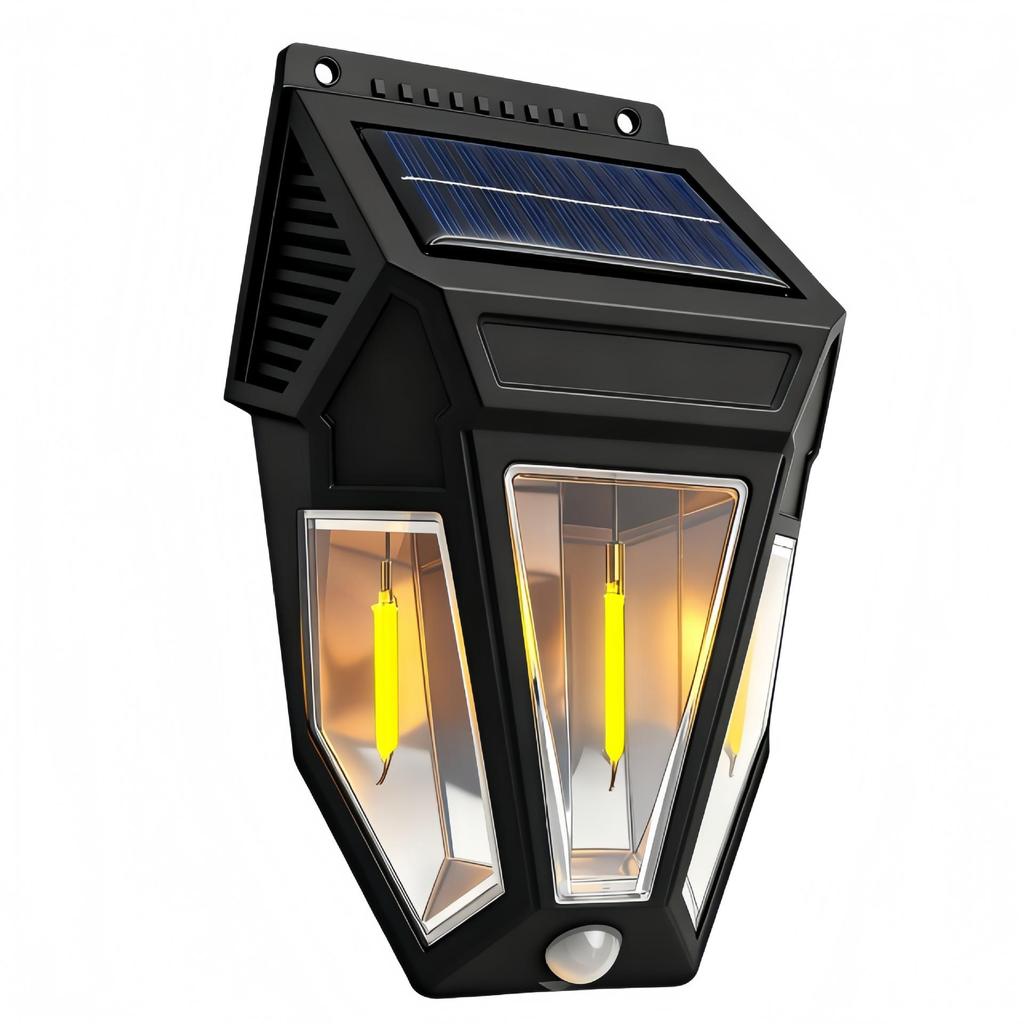 Solar-Powered Outdoor Filament Wall Lamp with Motion Sensor