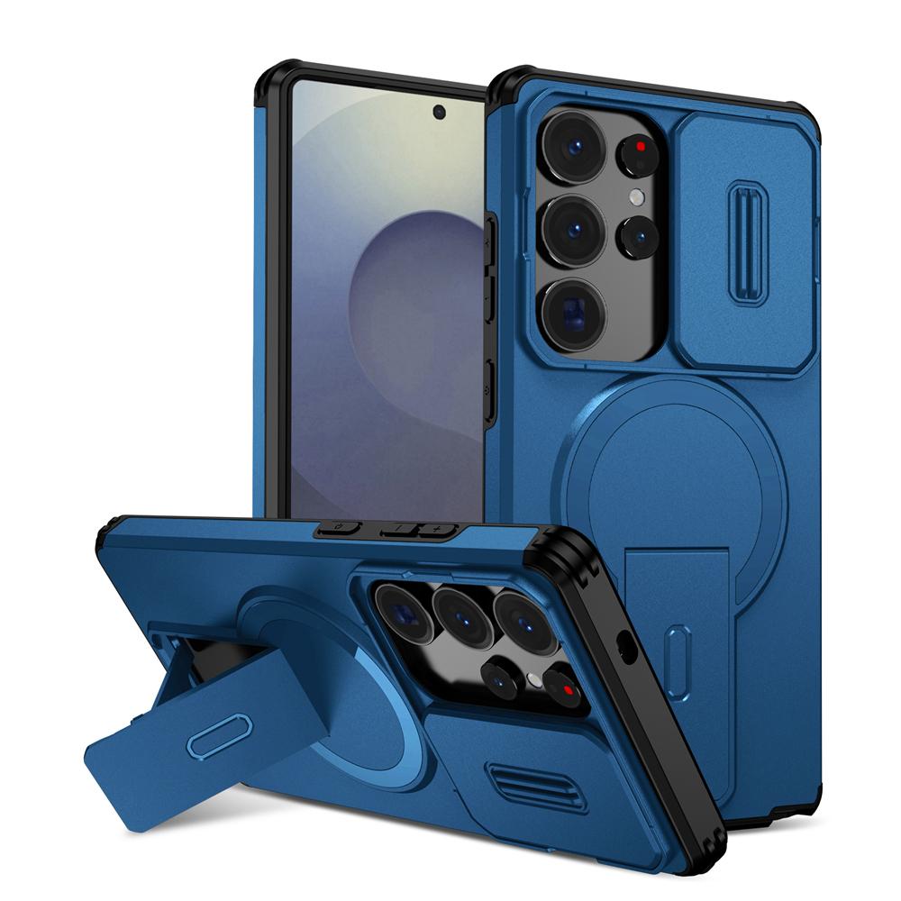 Shockproof Magnetic Case for Samsung Galaxy S24 S25 Ultra S25+ FE Slide Camera Protect Kickstand Wireless Charging Phone Cover