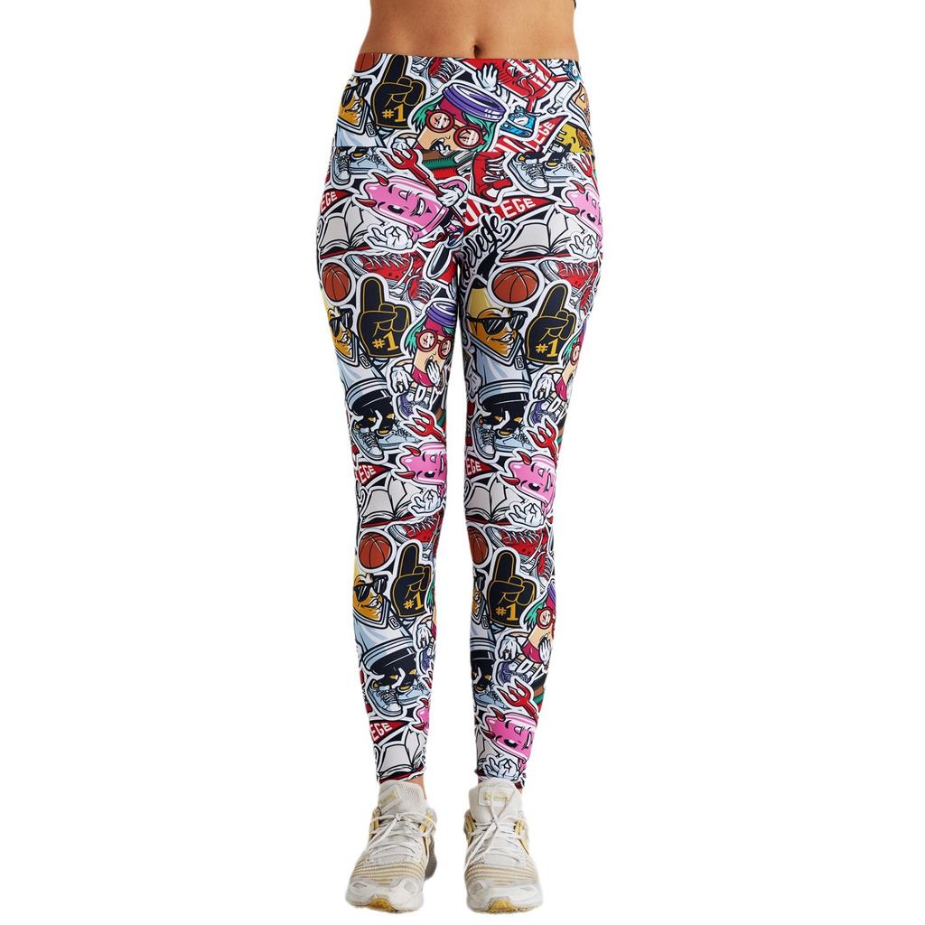 New sexy ladies cartoon graffiti print yoga trousers high waist exercise fitness trousers exercise yoga trousers