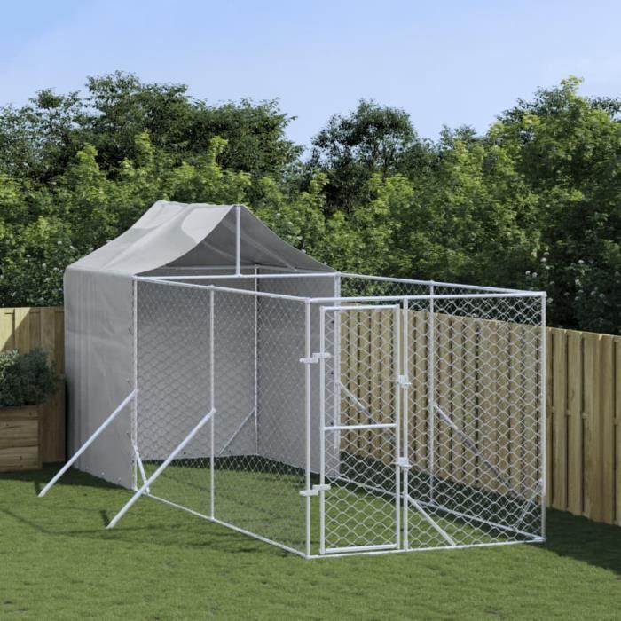 VidaXL Outdoor Dog Kennel with Silver Roof 2x6x2.5 M 3190475