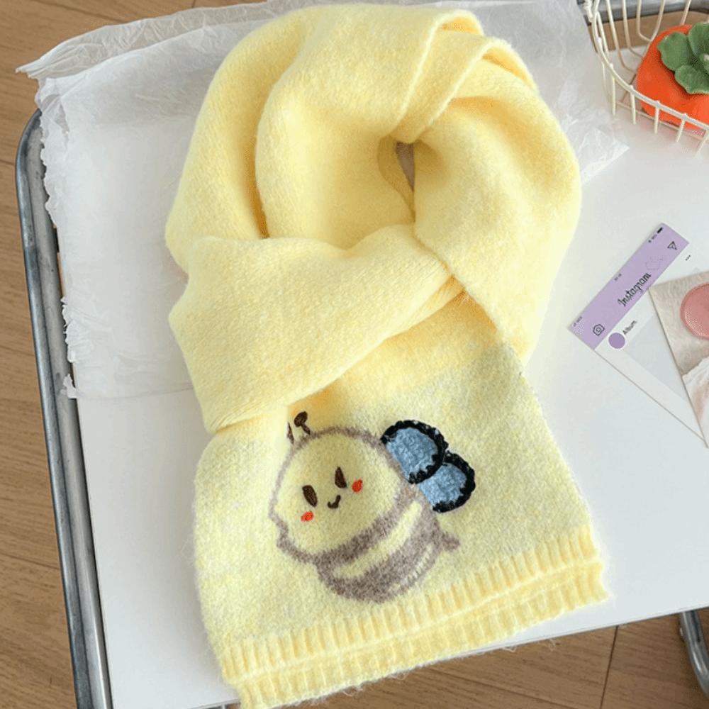Sweet Cashmere Knitted Scarf Colorful Winter Neck Warmer Panda Cartoon Embroidery Scarf  Daily