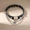 Fashion Black PU Leather Choker Necklace Women's Punk Gothic Spike Rivet Necklace Pendant Collar Jewelry