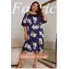 Plus Size Silk Like Print Nightgown Short Sleeve Mid-Length Cooling Sleep Dress Homewear Pullover Nightdress Summer