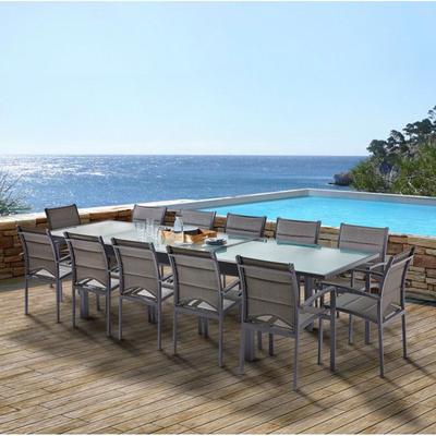 Garden Furniture Set Modulo T 8/12 + F 12 Full Glass Black Wilsa Garden