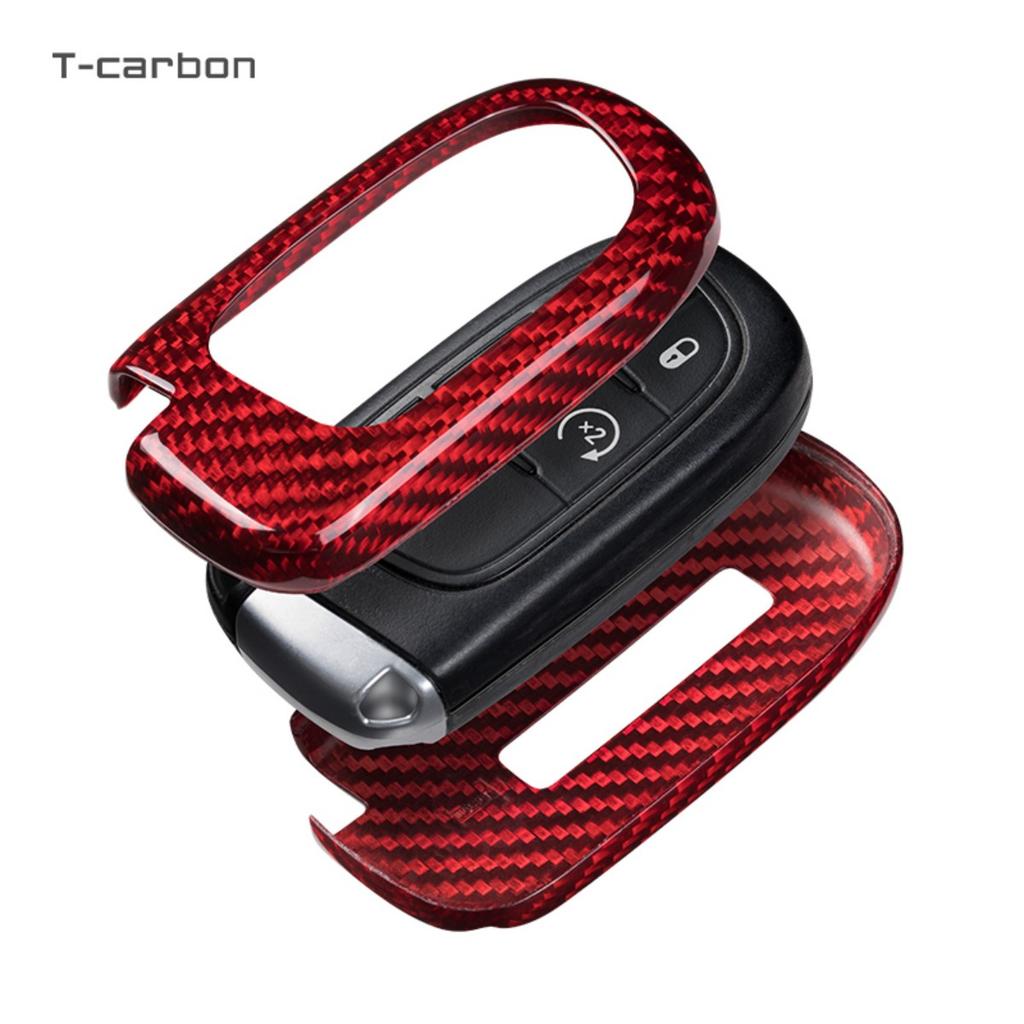 Carbon Fiber T-Carbon Car Key Case For Jeep Grand Cherokee Dodge Jcuv Dart Journey Chrysler 300C Fiat 4 Button Remote Fob Cover