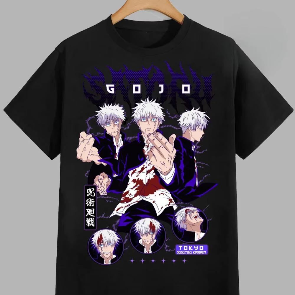 Jujutsu Kaisen Satoru Gojo Unisex Pure Cotton T-shirt 2026 Summer Anime Print Round Neck Casual Short Sleeved Top