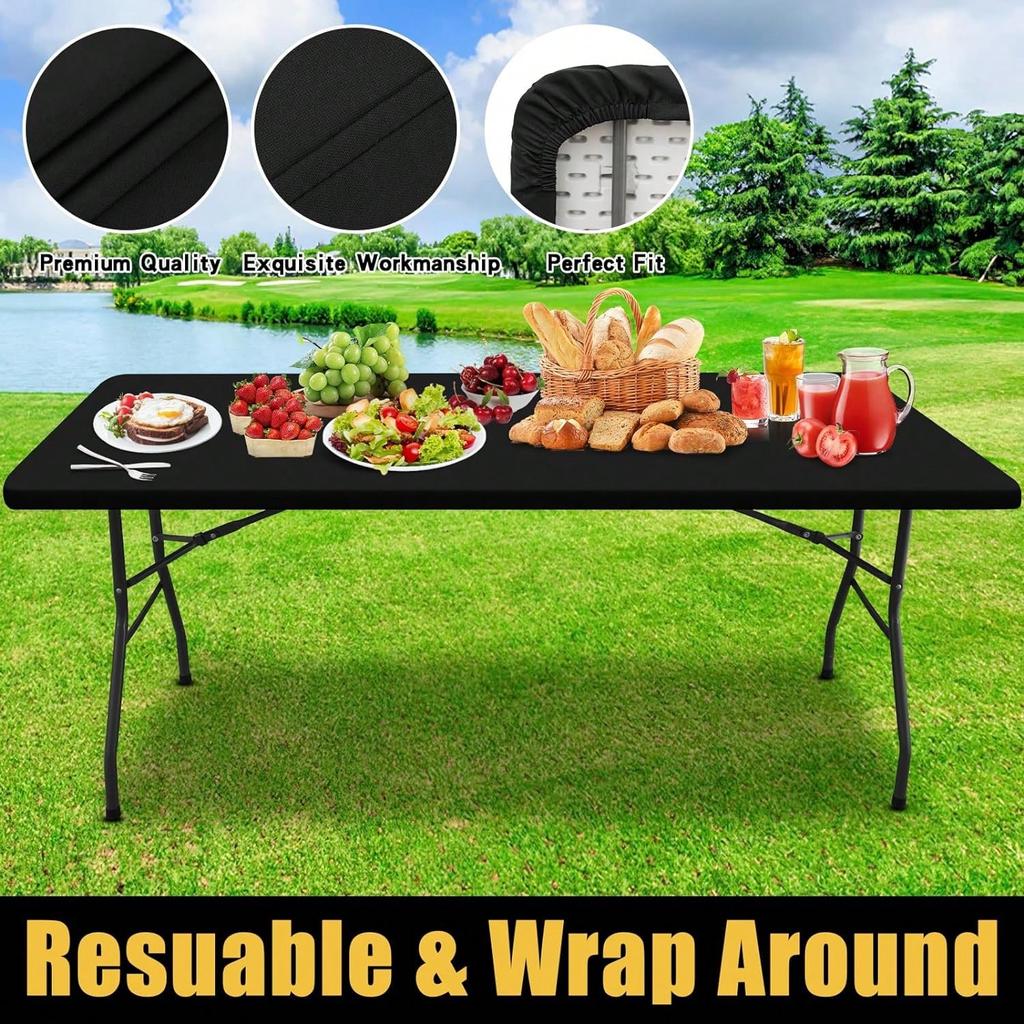 Christmas Decorative Tablecloth, Elastic Fit Tablecloth For 6ft Rectangular Tables, Stretchable And Washable Patio Tablecloth, Suitable For Outdoor