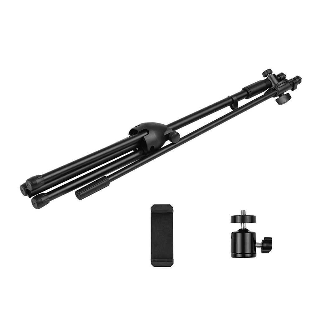 140cm 4.6ft Adjustable Height Light Stand Durable Aluminum Alloy Floor Tripod Stand Kit with Phone Holder Max