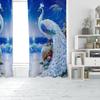2pcs- Elegant Peacock Polyester Curtains, Bathroom, Bedroom, Living Room, and Family Room Decorative Curtains