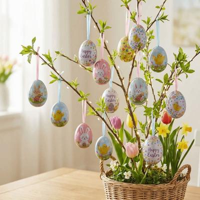 Painted Foam Easter Eggs DIY Craft Colorful Easter Eggs Pendant Handmade Happy Easter Hanging Ornaments Easter Party