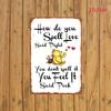 2D Flat, 2D Flat Effect Piece Winnie and Pijam Classic Dialogue: You Don't Spell Love, Feel It 8x12 Inches, Iron Hanging Wall Su