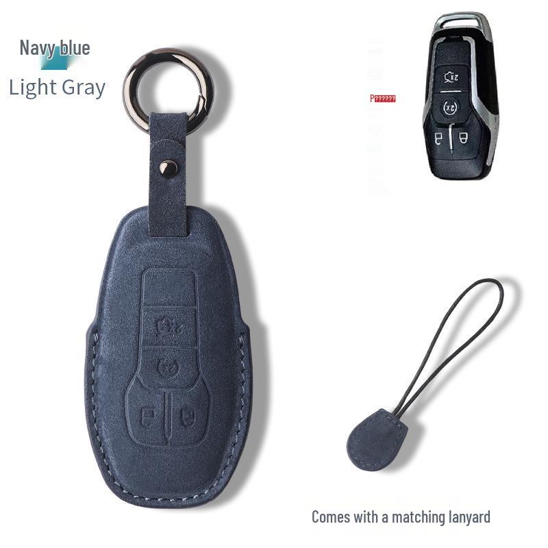 Genuine Leather Key Case for 2017-18 Ford Explorer/Mustang with Suede Buckle