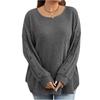 Women's Fashionable Loose,fitting  Sleeve Round Neck Buttoned Cuff Pullover Top