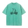 Tops Tees Washed Tops Shirt Bicycle Trout VALENTINE DAY Cotton Fabric O Neck Men Washed Retro T Shirts