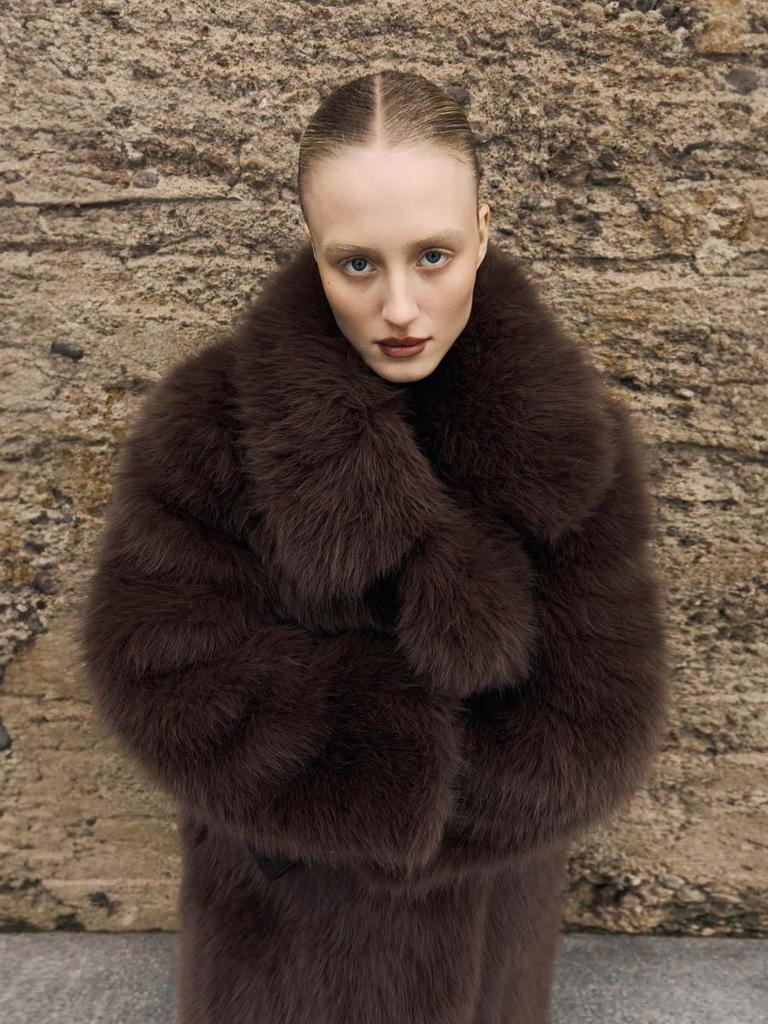 Eco-friendly Women's Long Faux Fox Fur Coat
