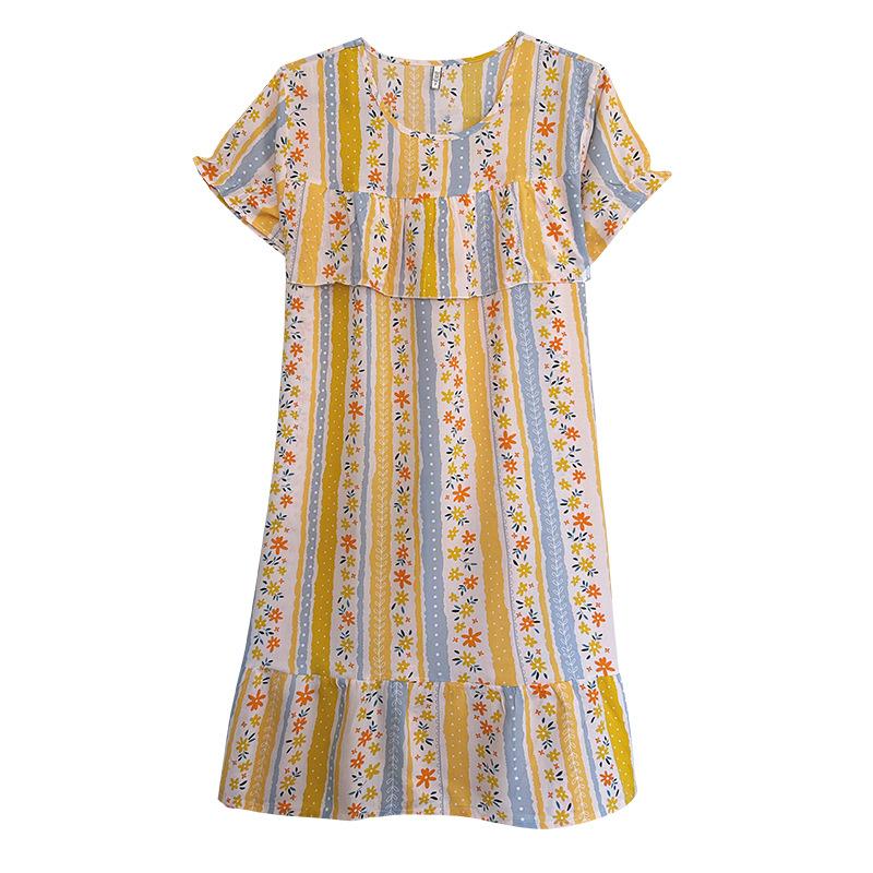 Sexy Nachtwäsche Damen Spitze Viskose Nachtkleid Kurzarm Cartoon Nachthemden Mädchen Nachthemd Einheitsgröße Nachthemd Mädchen Nachtwäsche