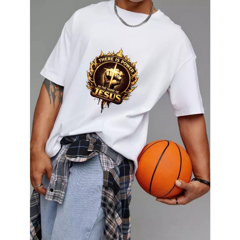 Herren Weißes T-Shirt mit Jesus-Faust-Design für Religiöse und Glaubensbasierte Anlässe