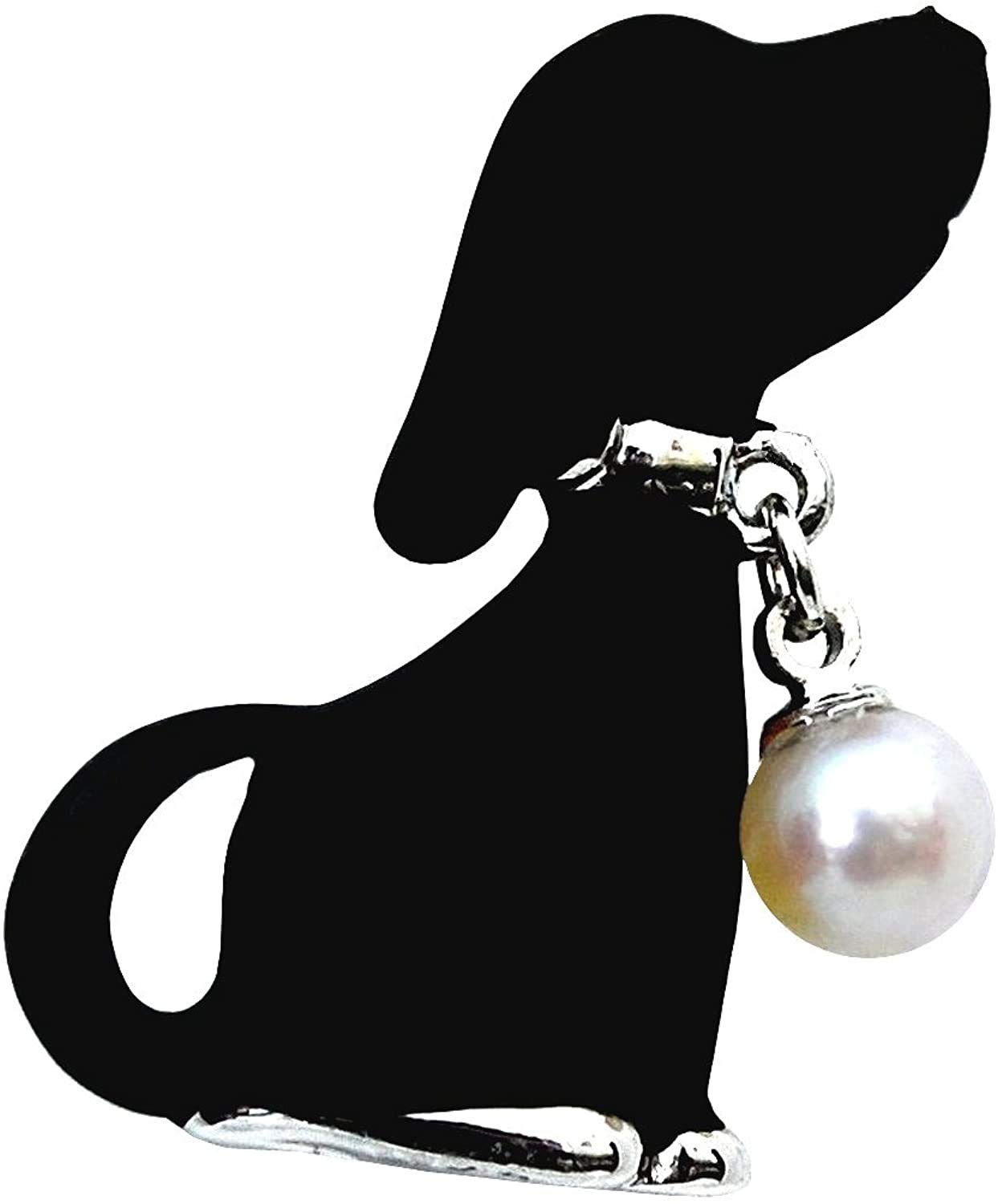 

Akoya pearl miniature dachshund pin tuck pearl black x silver [enyapearl] brooch, brooch, brooch,