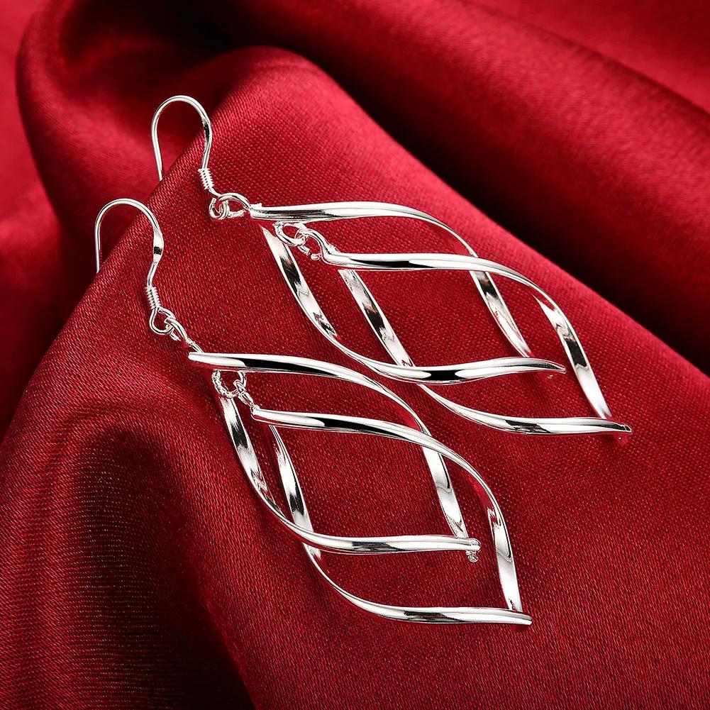 925 Silver Earrings Simple Round Circle Hoop Earrings For Woman Fashion Wedding Engagement Charm Jewelry