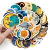50 Retro Fantasy Sun Moon Stars Stickers: Cartoon Graffiti for Skateboards, Refrigerators, Journals.
