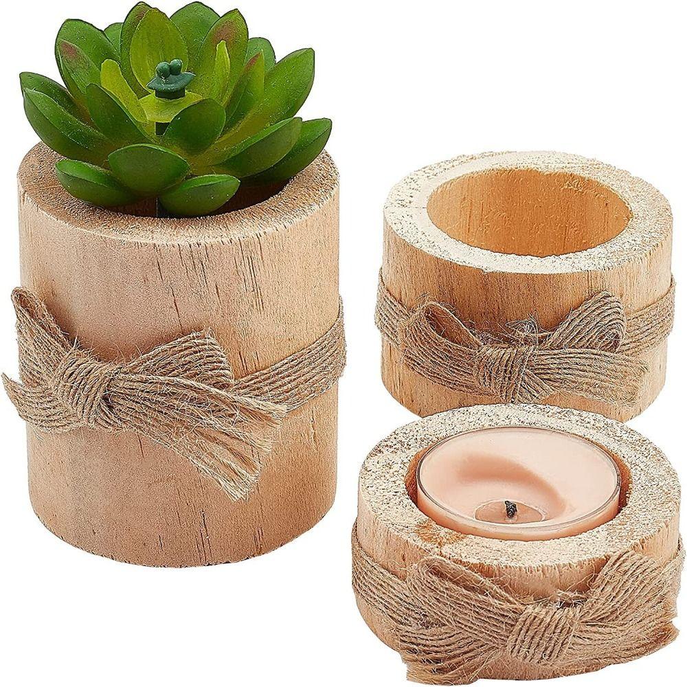 Woode Craft Tree Stump Candle Stand Handmade Succulent Plant Pot Wooden Candle Holders  Props